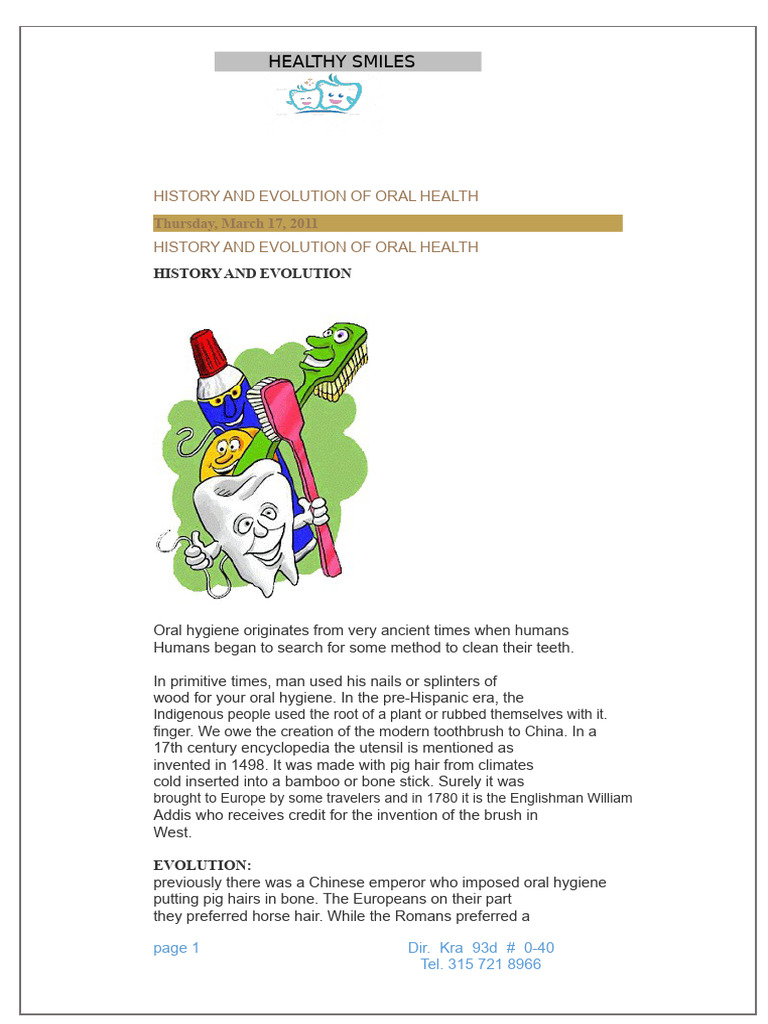 Evolution of Oral Health Practices | PDF | Oral Hygiene | Dentistry