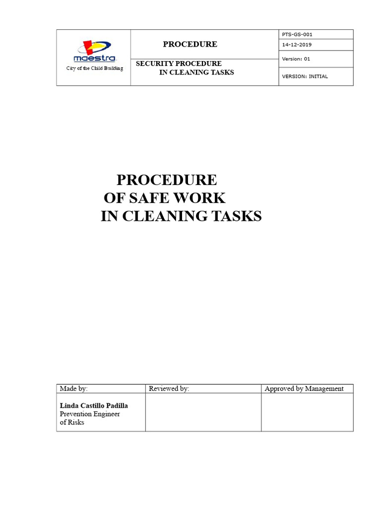 Cleaning Safety Procedure Guide | PDF | Personal Protective Equipment ...