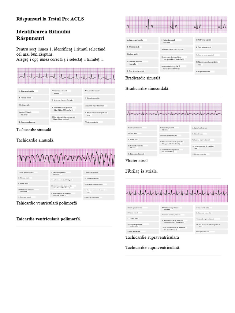 Răspunsuri La Testul Preliminar ACLS | PDF