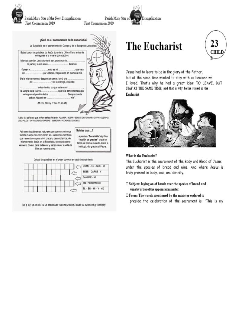 First Communion Guide 2019: Eucharist Explained | PDF | Eucharist ...