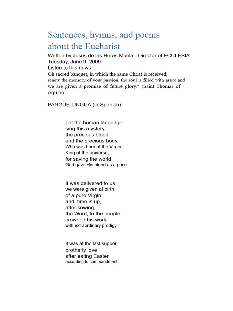 Eucharist: Poems and Hymns Collection | PDF | Eucharist | Jesus