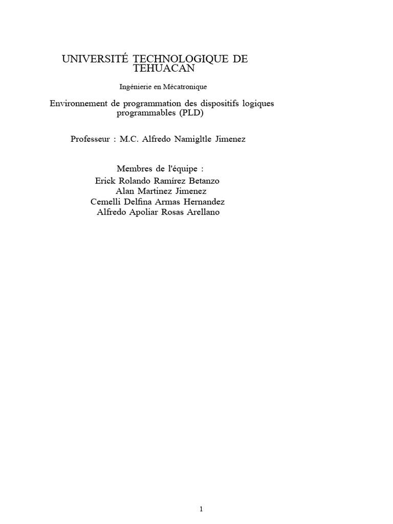 Programmation des Dispositifs Logiques PLD | PDF | Algèbre de Boole ...