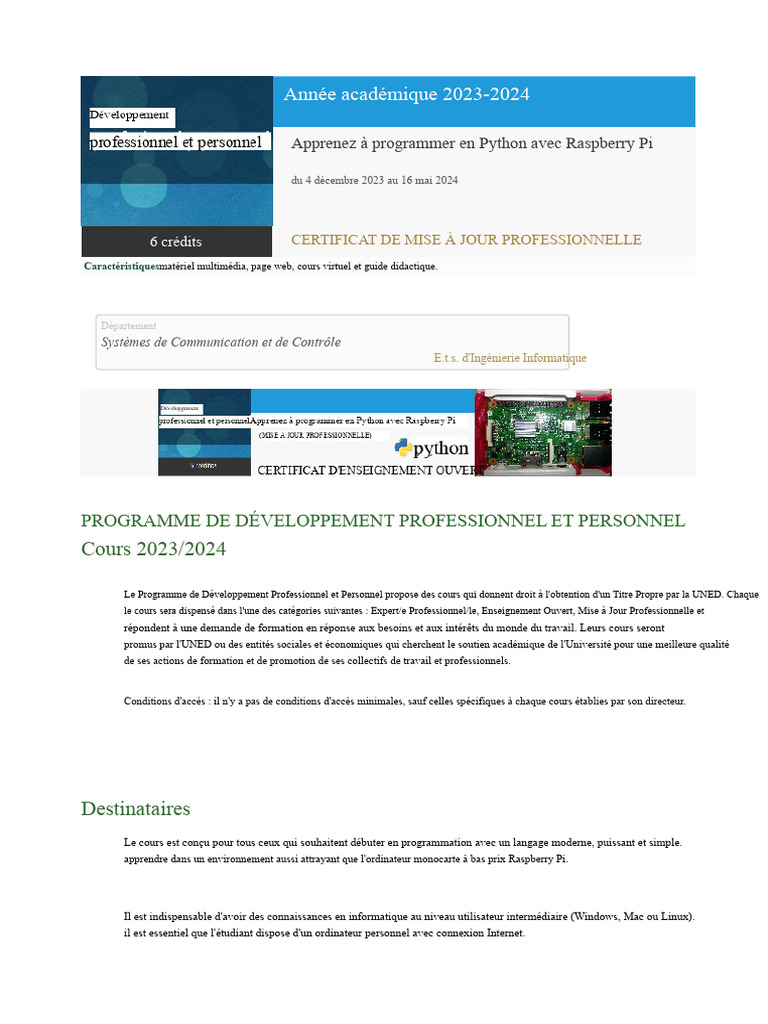 Apprenez Python sur Raspberry Pi 2023-2024 | PDF | Tarte aux framboises ...
