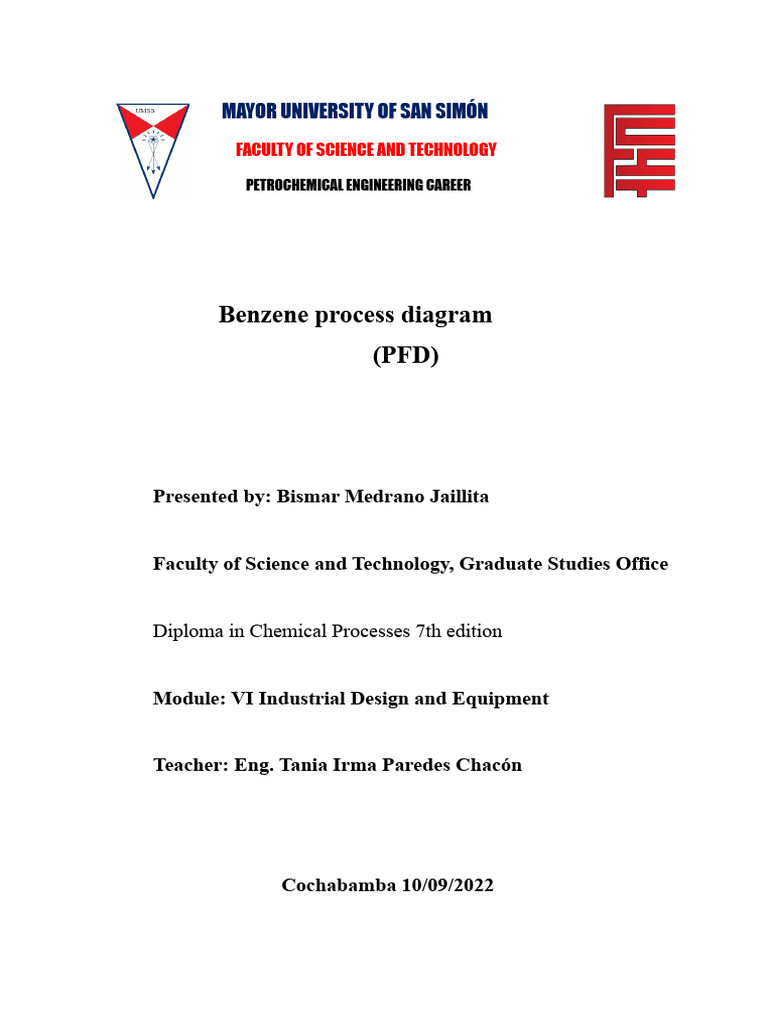 PFD Process Diagram of Benzene | PDF | Distillation | Benzene