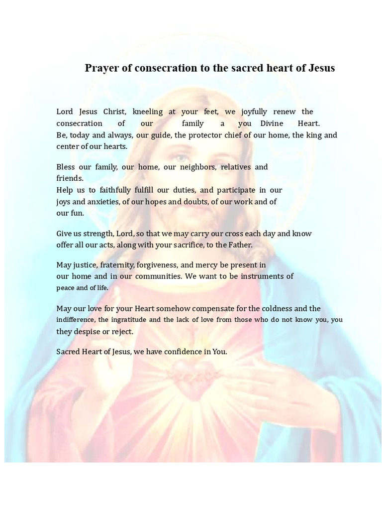 Prayer of Consecration To The Sacred Heart of Jesus | PDF