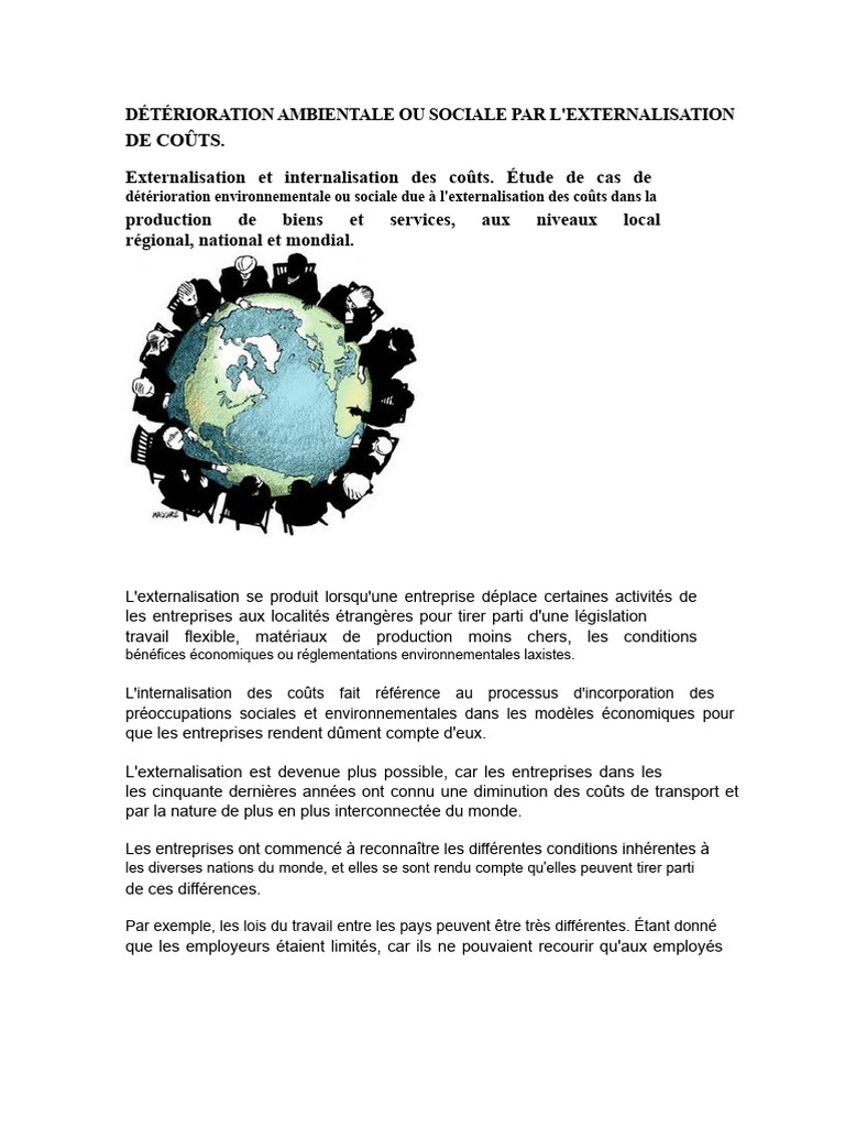 Impact de l'externalisation sur l'environnement | PDF | Globalisation ...