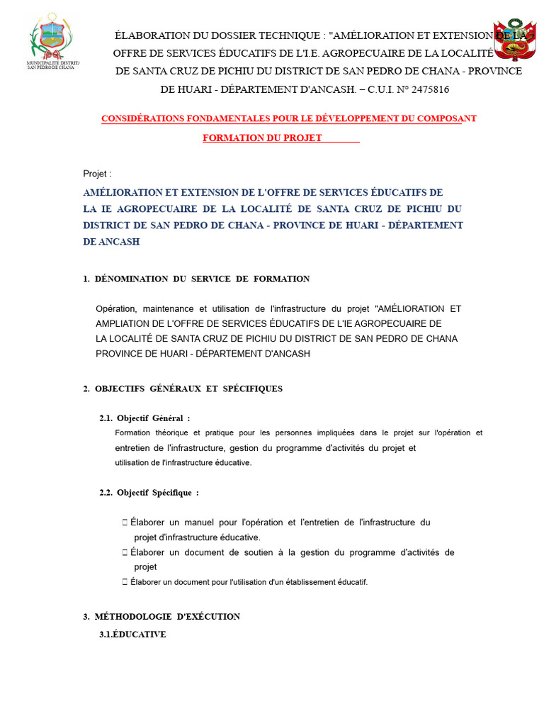 Plan de Formation Et D'assistance Technique | PDF | Apprentissage ...