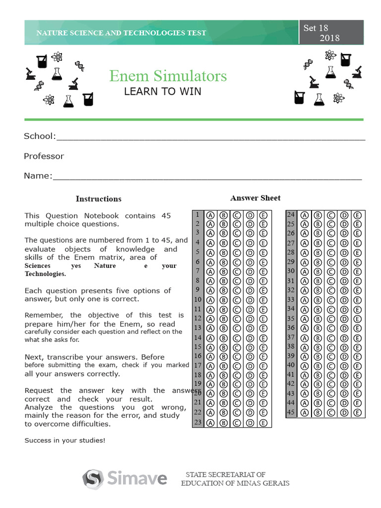 ENEM Nature Science Test Simulator | PDF | Electron | Dominance (Genetics)
