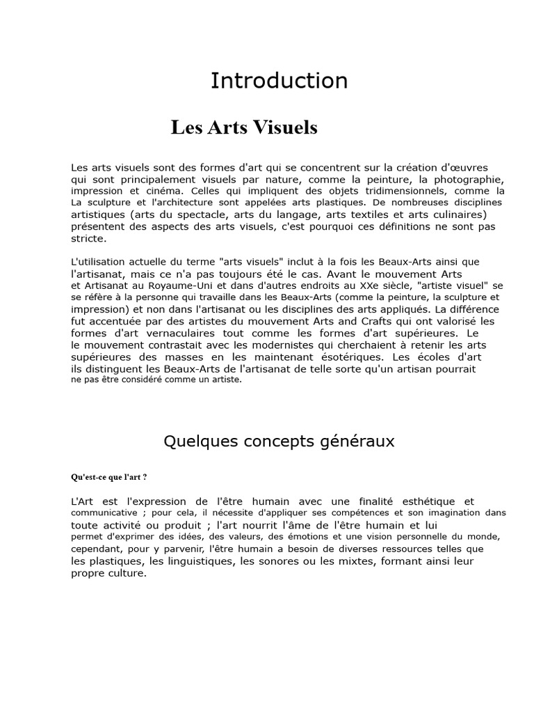 Comprendre les Arts Visuels et leur Évolution | PDF | Arts | Conception