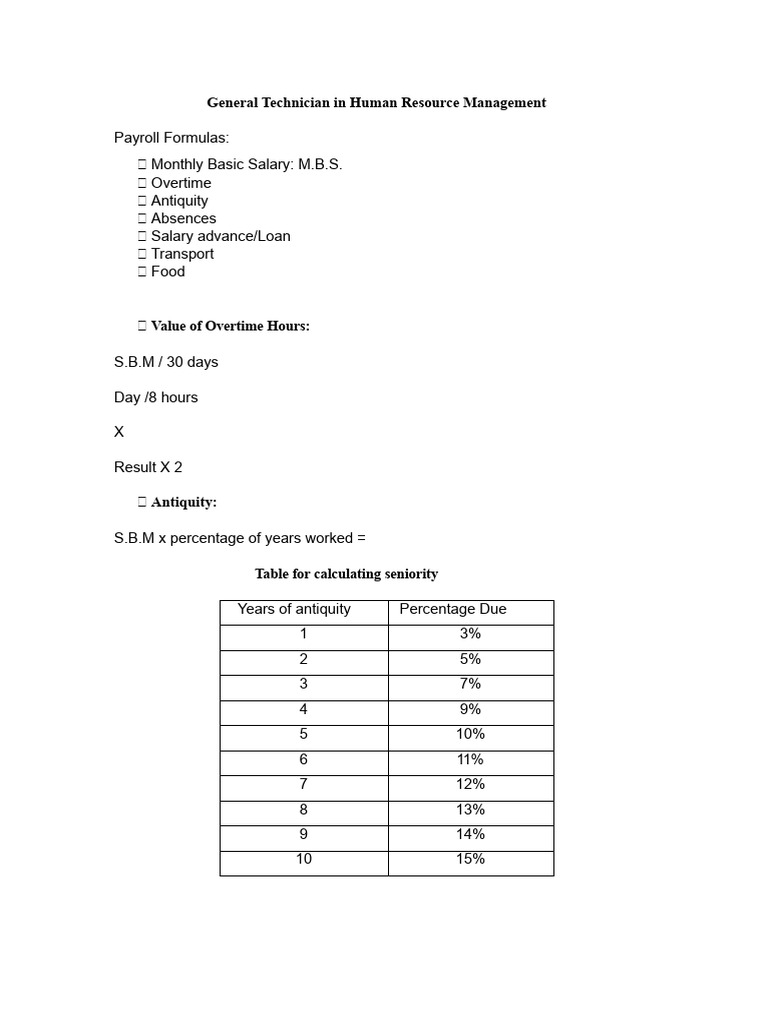 Payroll Formulas for HR Management | PDF | Payroll Tax | Salary