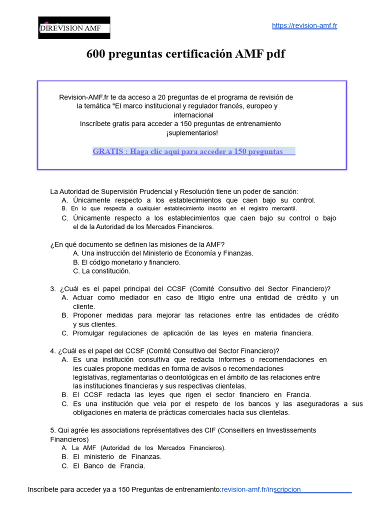 Preguntas Certificación AMF Gratis | PDF | Economias