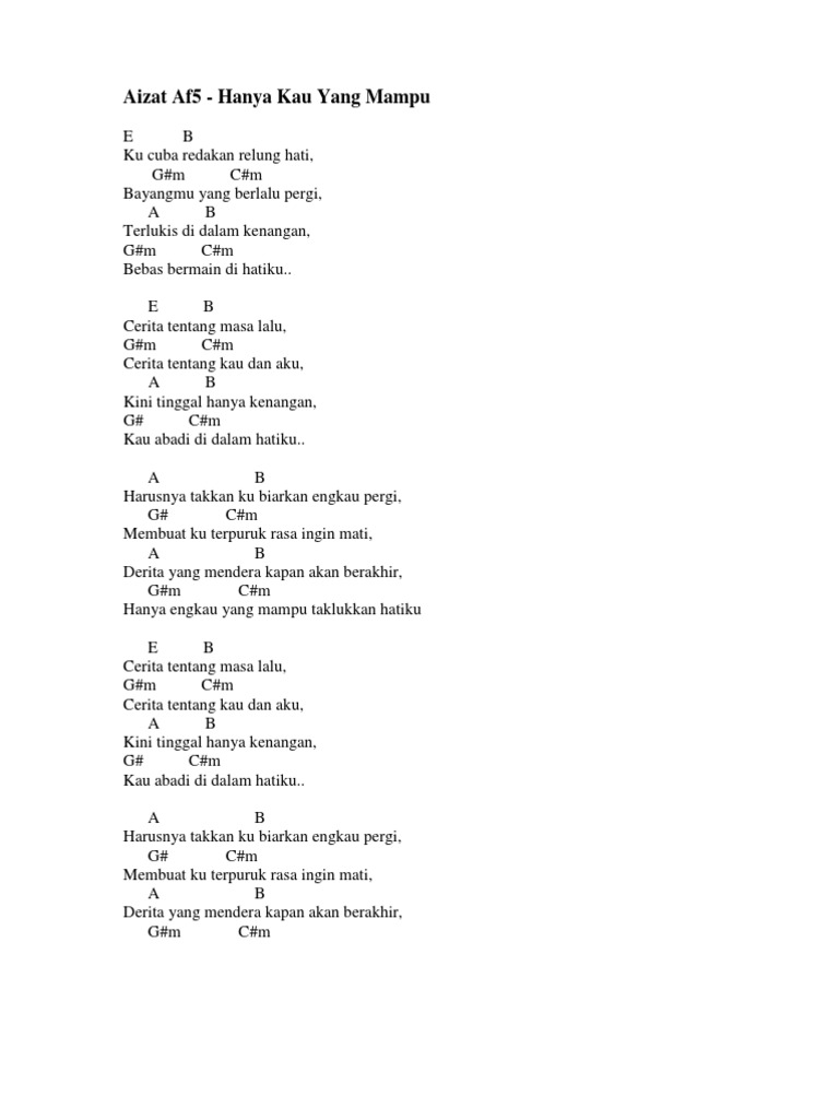 Chord Lagu Cinta dan Kenangan | PDF