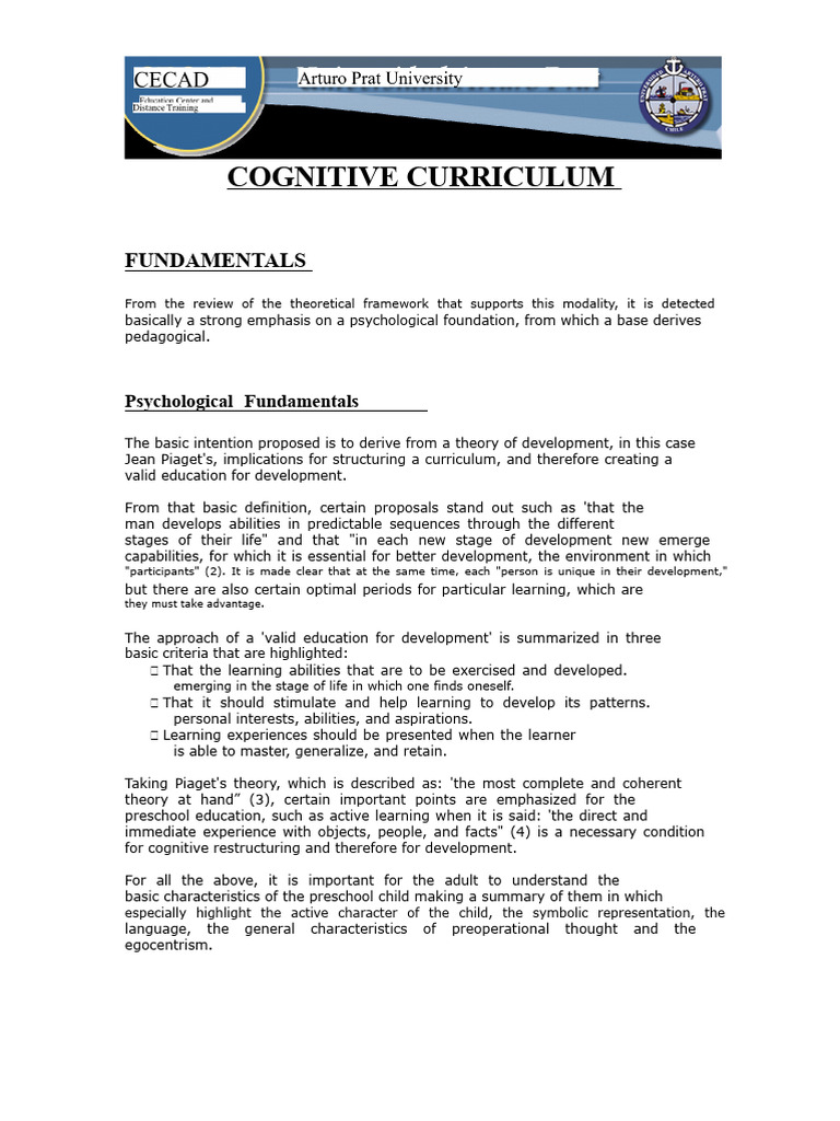 Cognitive Curriculum Essentials | PDF | Cognition | Experience