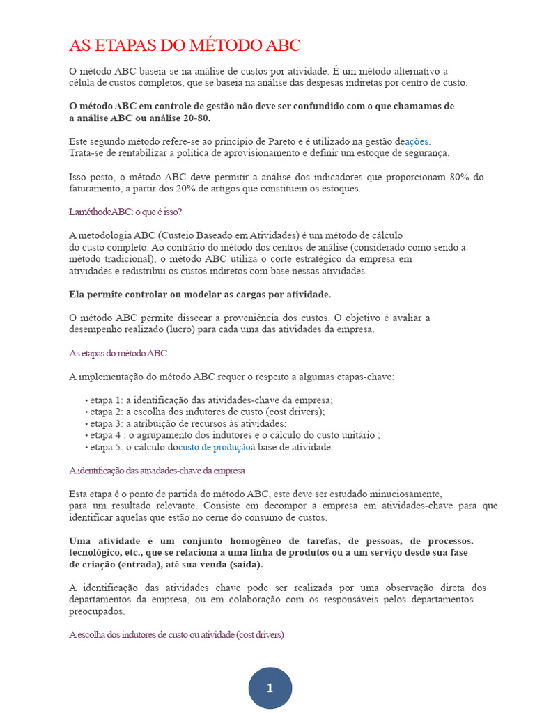as etapas do método ABC | PDF | Despesa