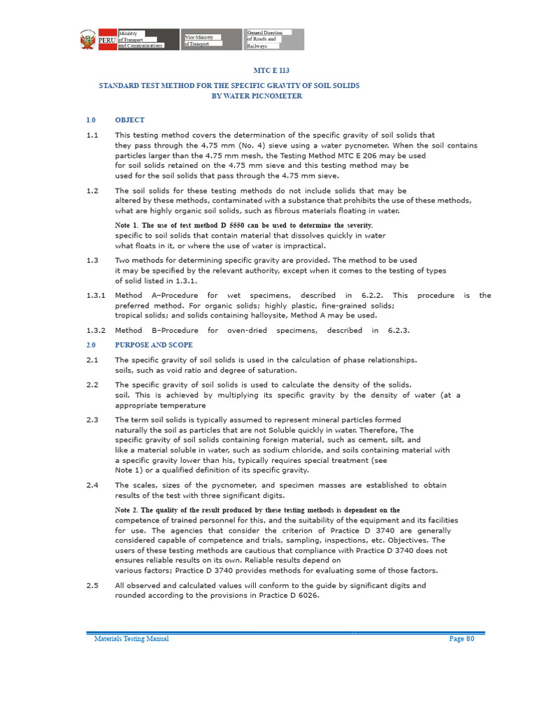 Specific Gravity Test for Soil Solids | PDF | Density | Thermometer
