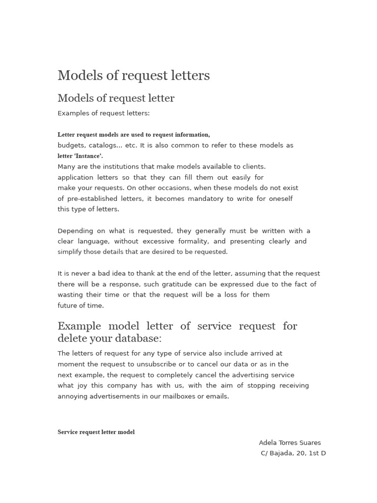 Request Letter Models and Examples | PDF | Databases | Public Key Certificate