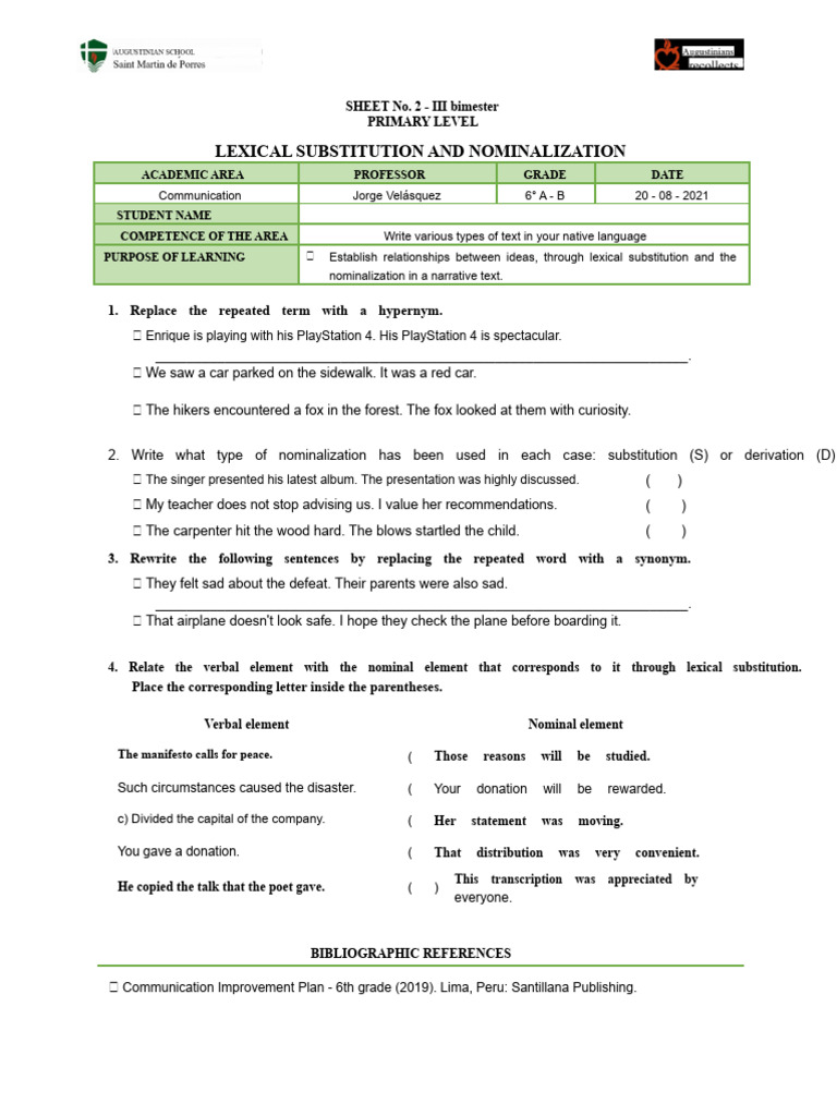 Lexical Substitution & Nominalization Guide | PDF | Linguistics