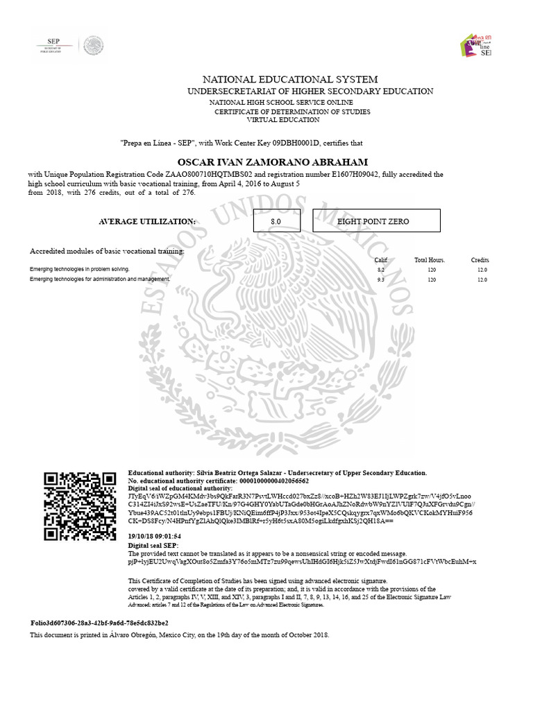 High School Completion Certificate SEP | PDF
