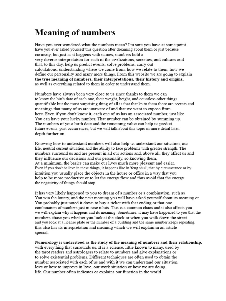Understanding the Meaning of Numbers | PDF | Love