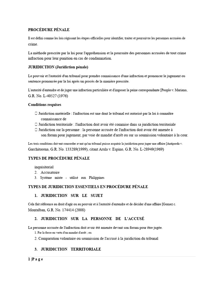 Juridiction et types de procédure pénale | PDF | Crimes | Crime et violence