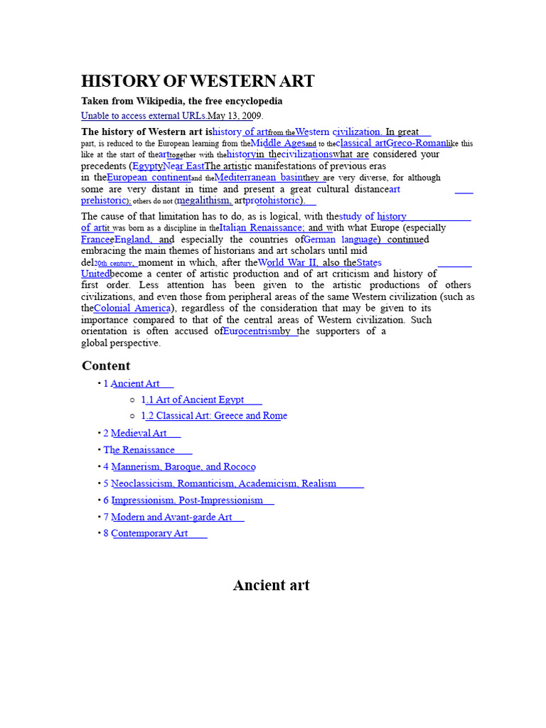 History of Western Art Overview | PDF | Renaissance | Impressionism