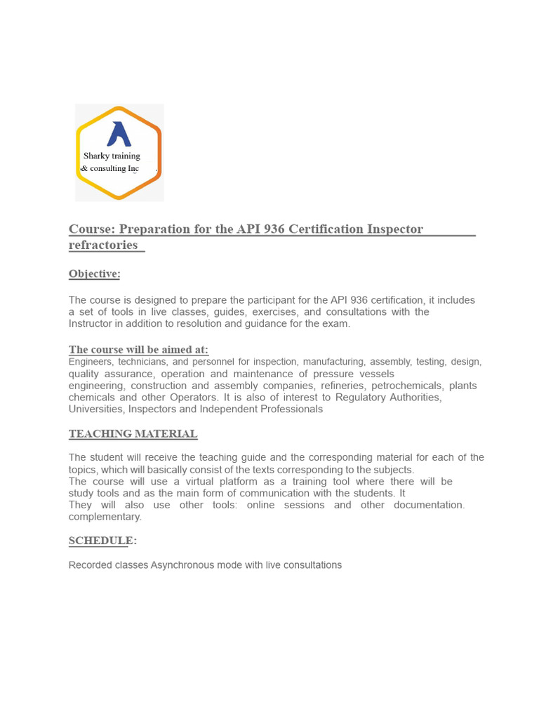 API 936 Certification Prep Course | PDF | Refractory | Concrete