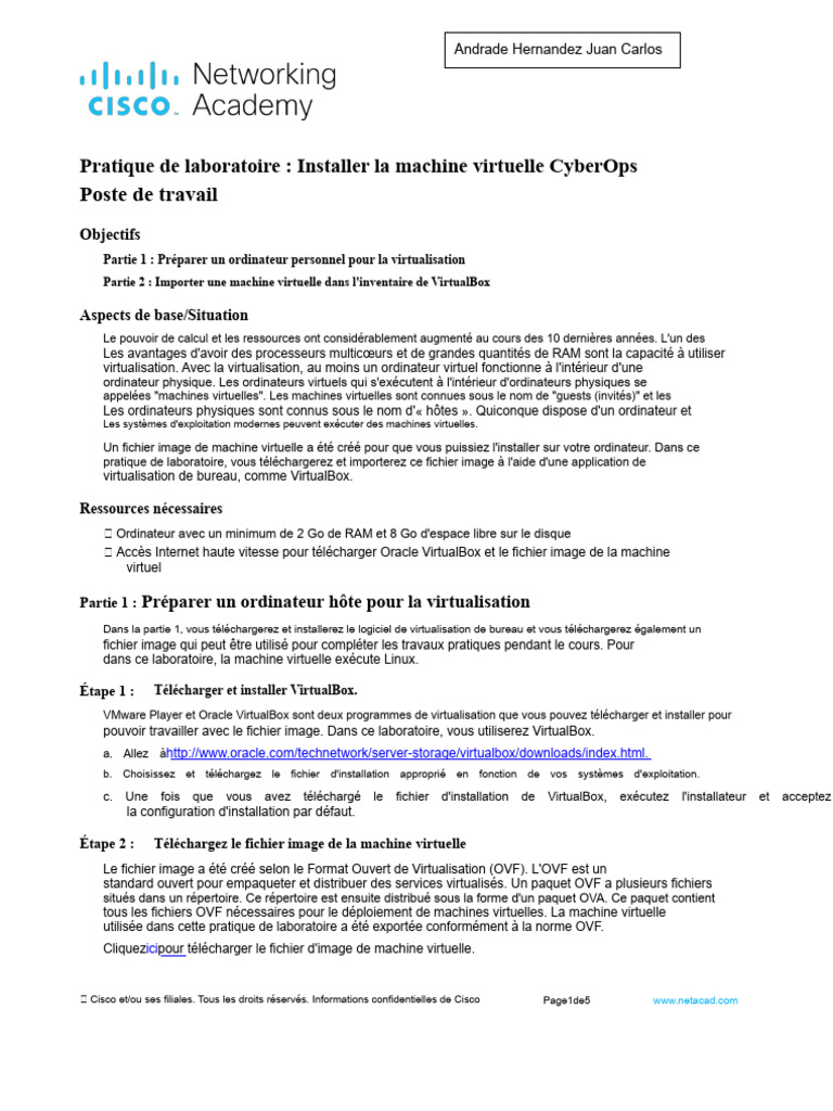 Installer la machine virtuelle CyberOps | PDF | Machine virtuelle ...