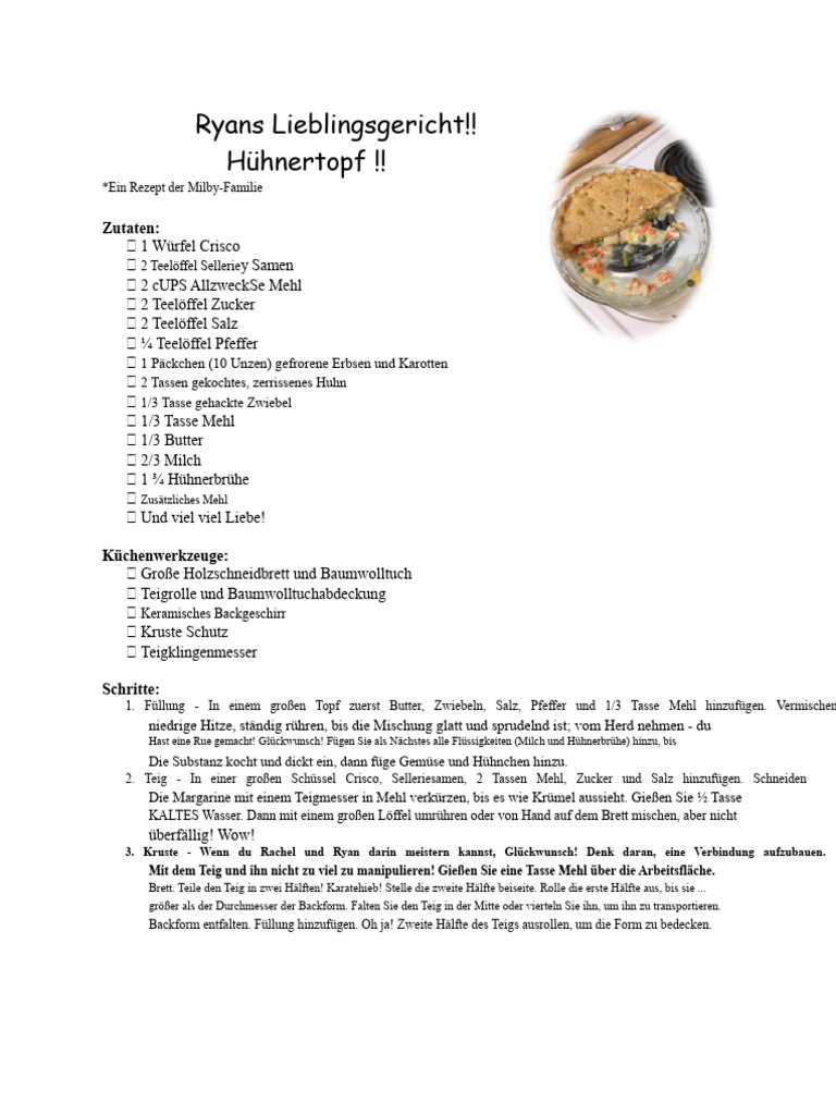 Ryans Hühnerpastete | PDF