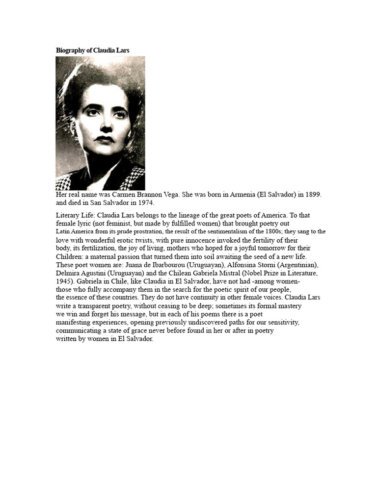 Biography of Claudia Lars | PDF