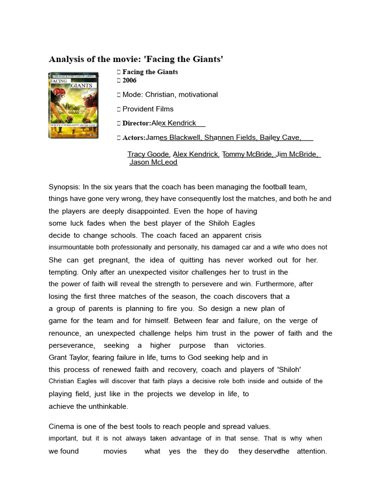 Analysis of The Movie Facing Giants PDF Goal Motivation