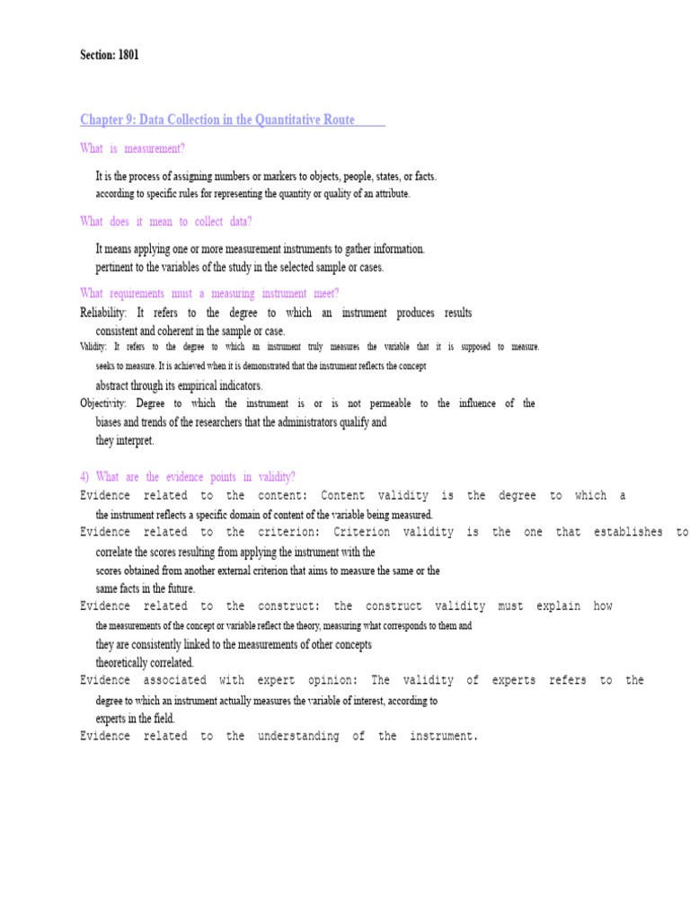 Questionnaire Chapters 9, 10, 11 | PDF | Validity (Statistics) | Statistics