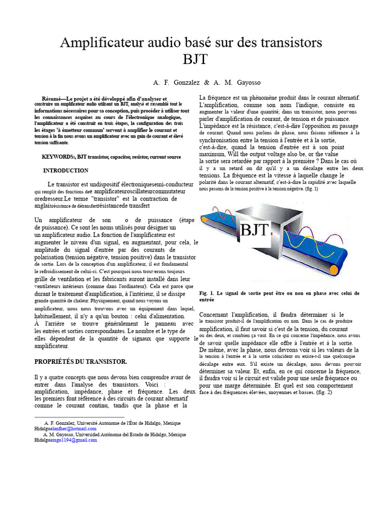 Amplificateur audio avec transistors BJT | PDF | Amplificateur ...
