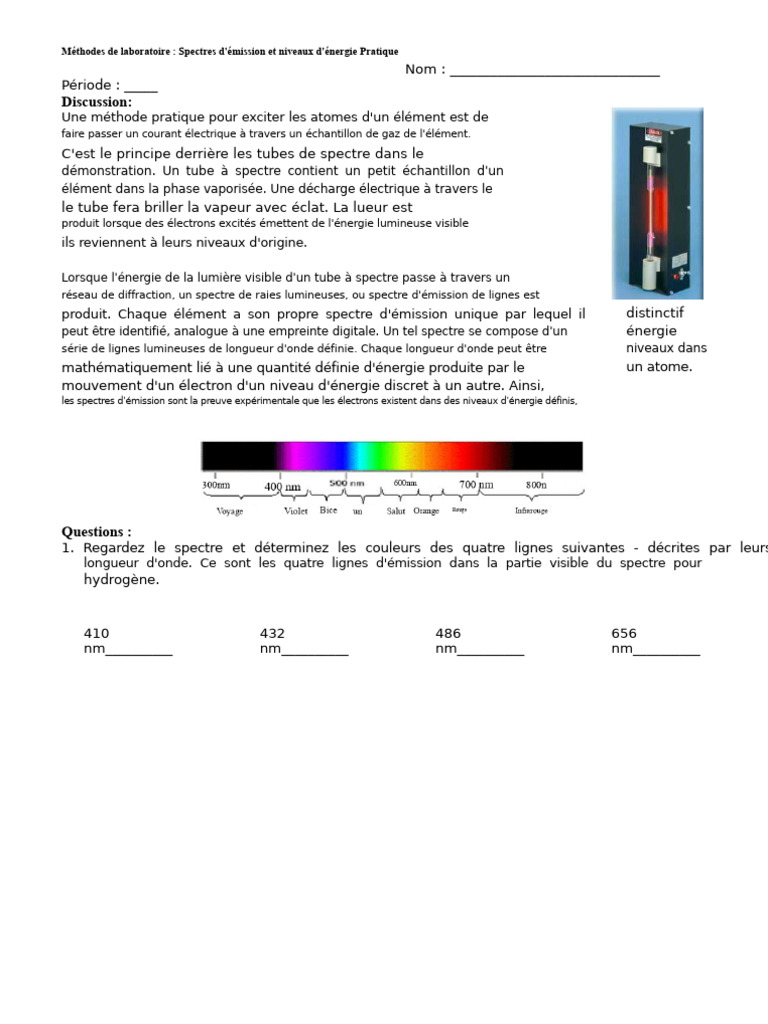 Spectres d'émission et niveaux d'énergie | PDF | Spectre ...