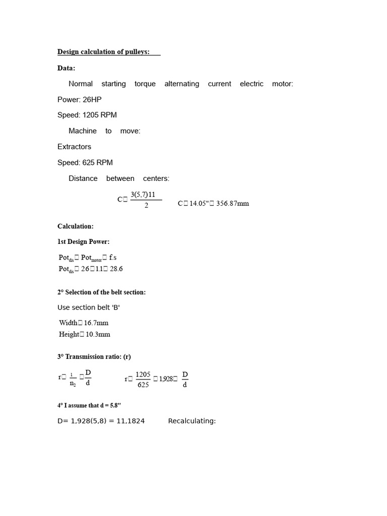 Pulley Design Calculation Overview | PDF | Belt (Mechanical ...
