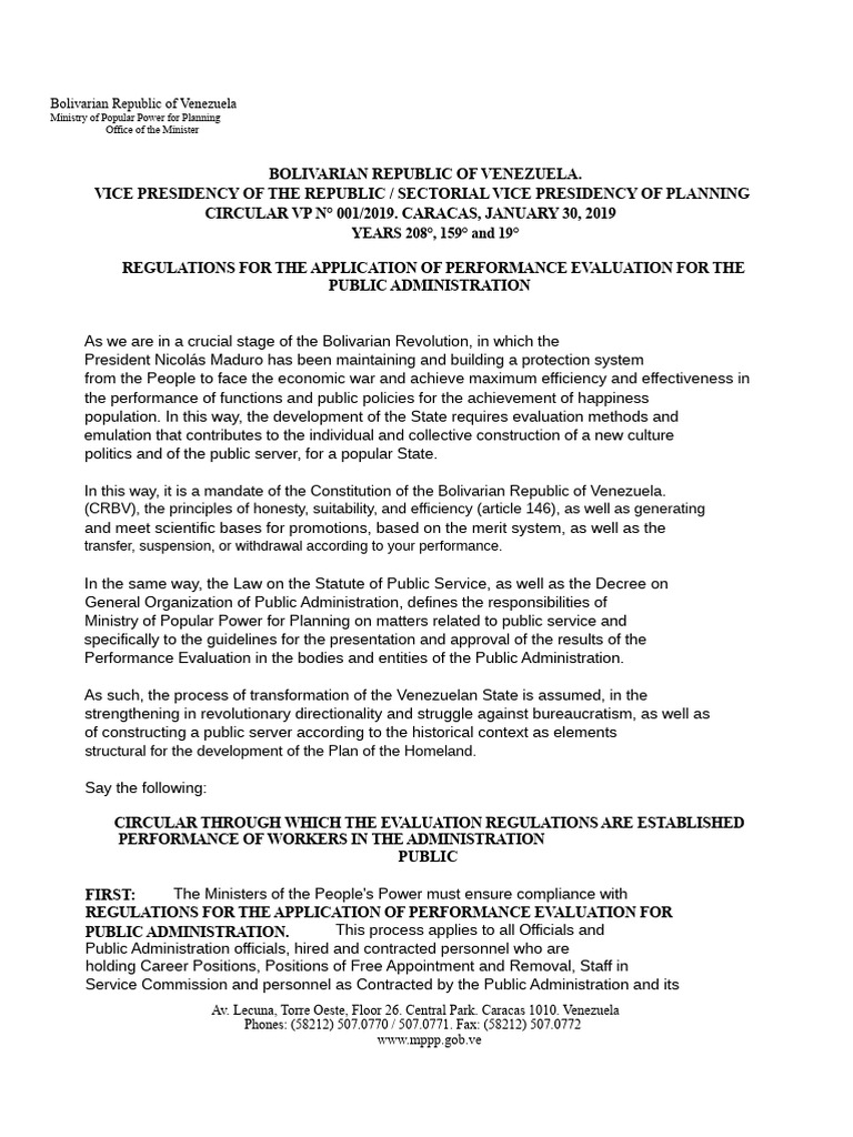 Venezuela Public Administration Evaluation Guidelines | PDF ...