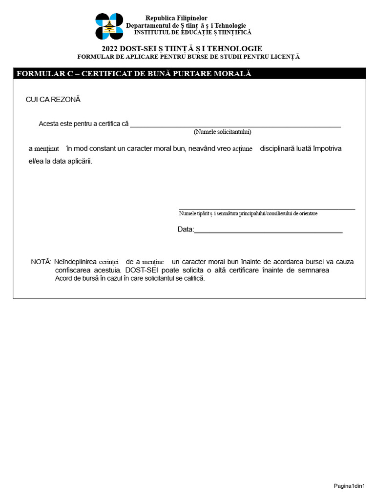Formulare DOST | PDF