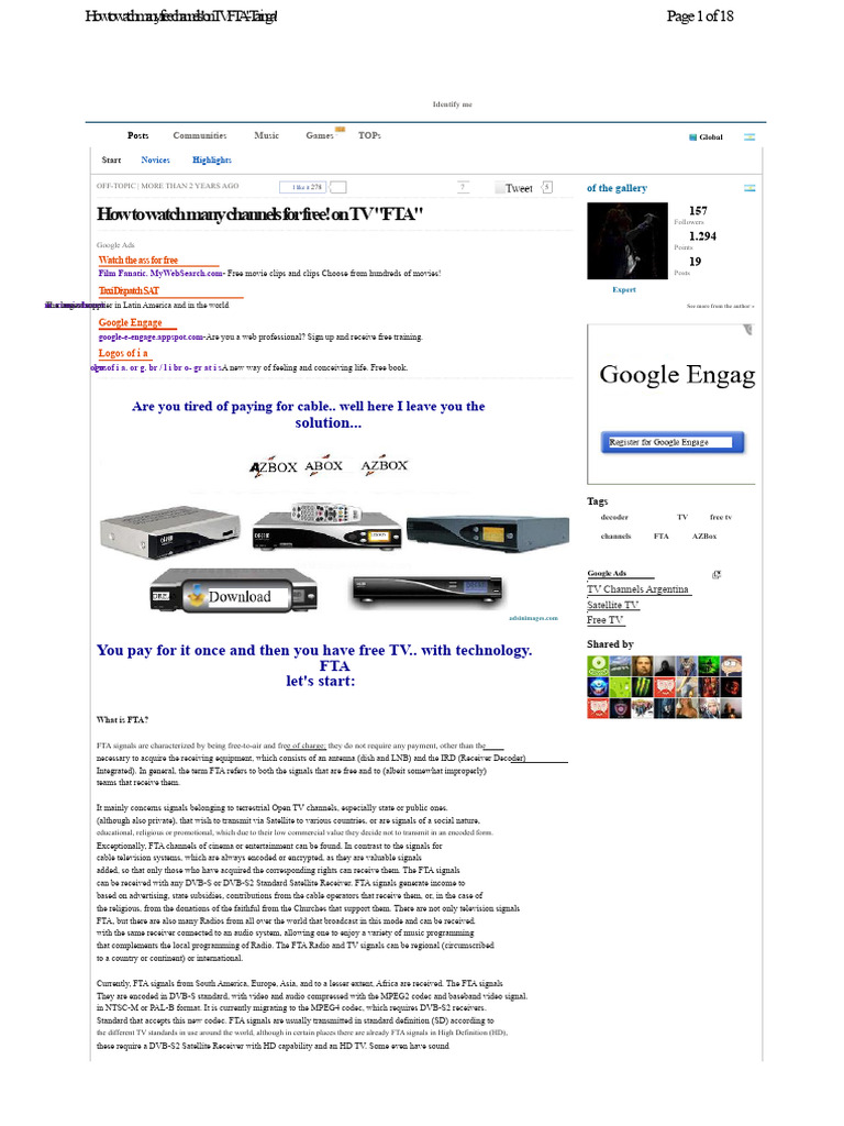 Understanding FTA TV Channels | PDF | Satellite Television | Cable ...
