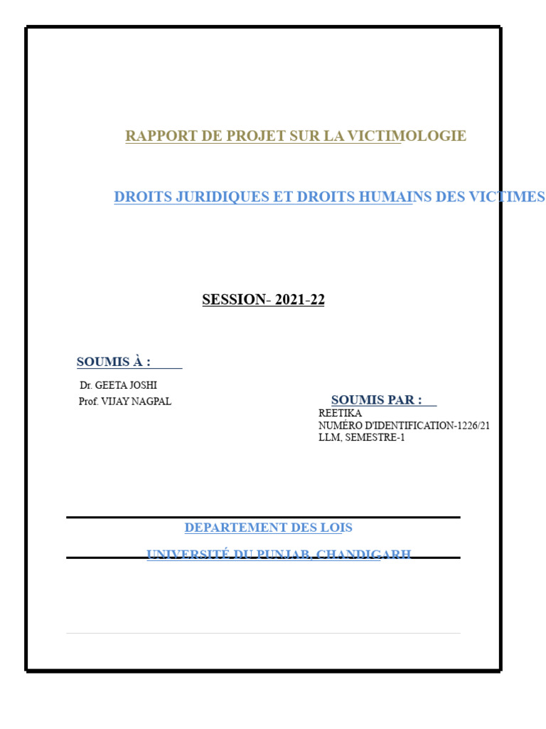 Droits Légaux Et Humains Des Victimes | PDF | Crimes | Crime et violence