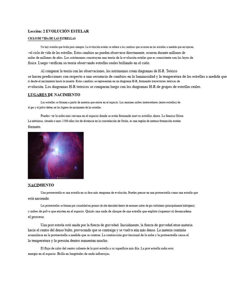 Ciclo de Vida de las Estrellas | PDF | Estrellas | Supernova