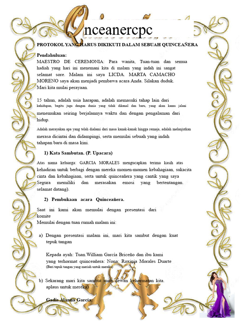 Protokol Acara Quinceañera yang Tepat | PDF