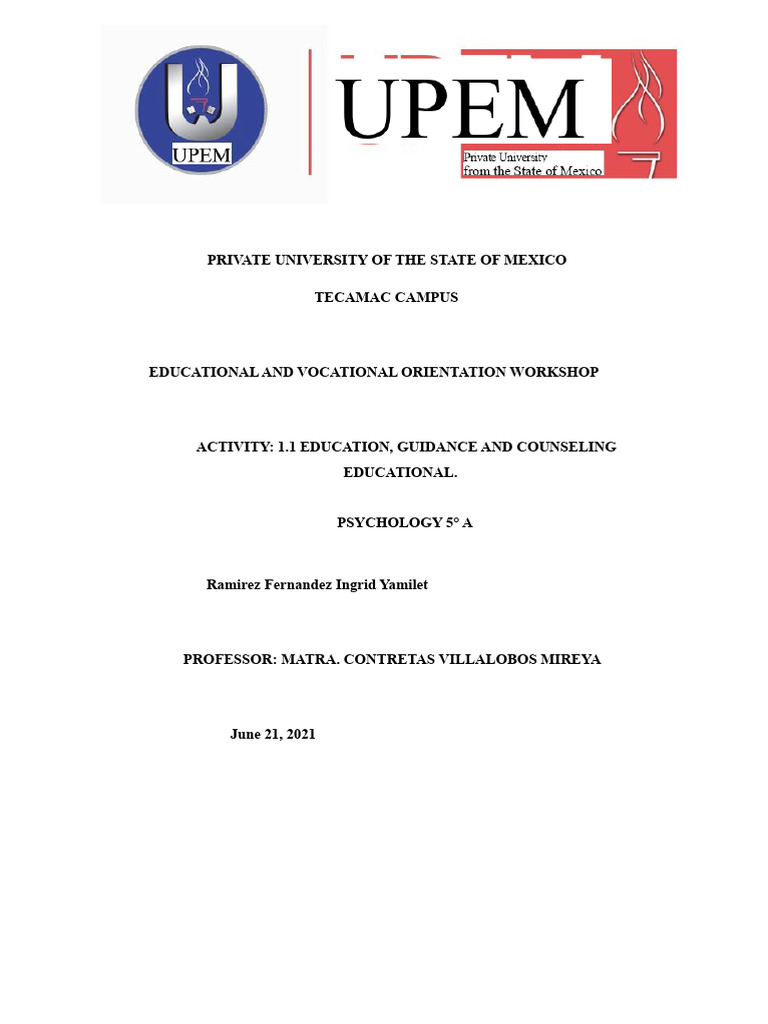 1.1 Education, Guidance and Educational Counseling. | PDF | Vocational ...