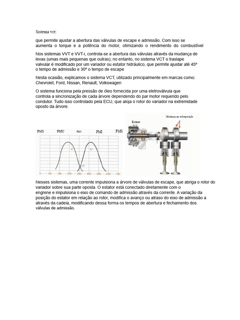 Sistema VCT: Potência e Eficiência do Motor | PDF | Motores