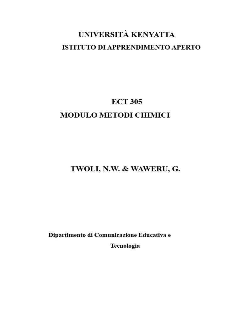 ECT 305 Metodi Di Insegnamento Chimica | PDF