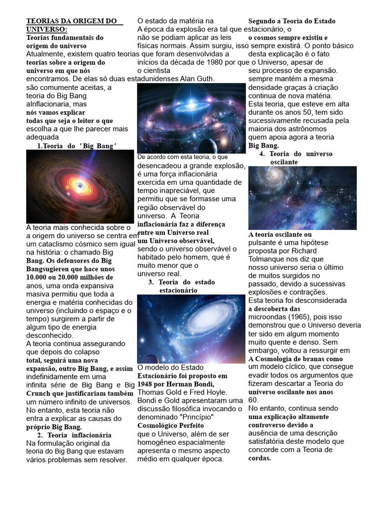 Teorias da Origem do Universo Explicadas | PDF | Universo | Grande explosão
