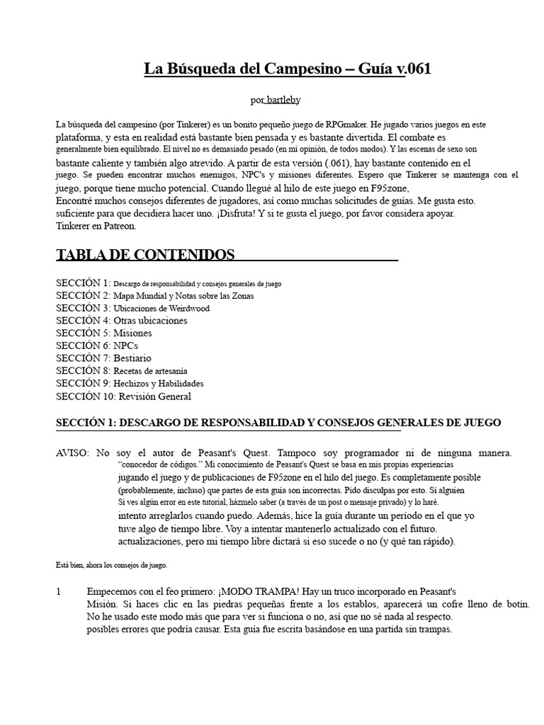 La Guía de Peasants Quest - V0.61 | PDF | Murciélago