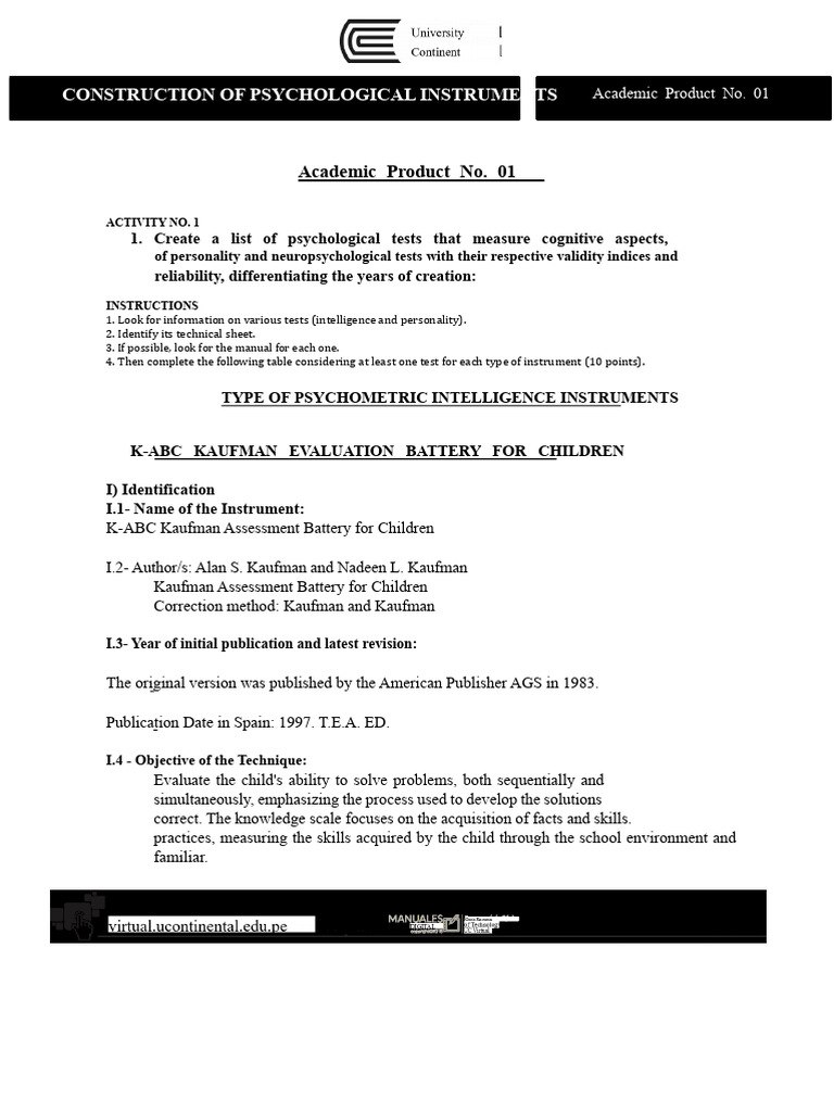 Academic Product 01 - Construction of Psychological Instruments | PDF ...