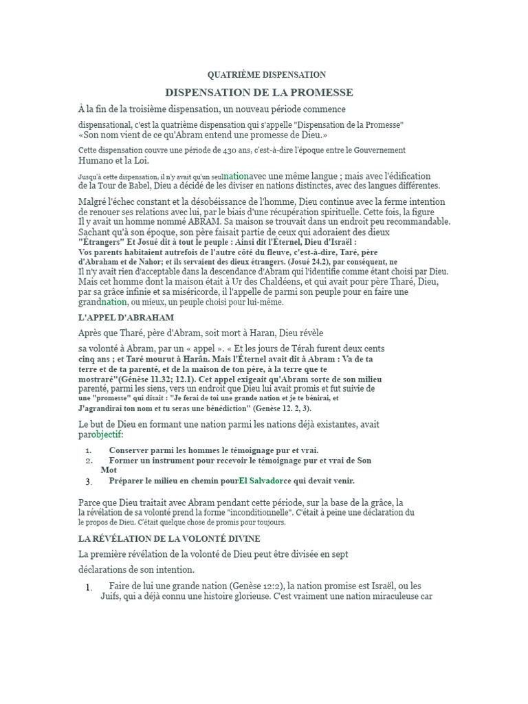 Quatrième Dispensation : Promesse à Abraham | PDF | Abraham | Isaac