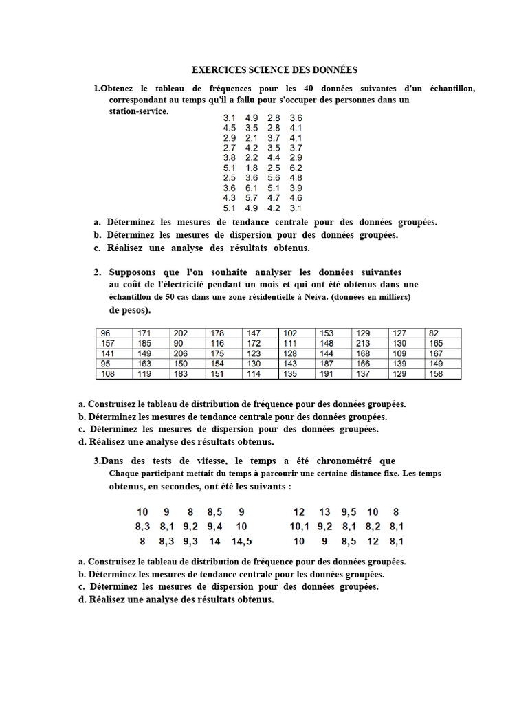 Exercices de Science des Données | PDF