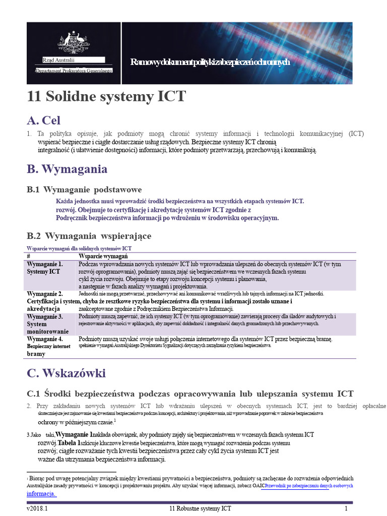 PSPF Infosec 11 Solidne Systemy ICT | PDF