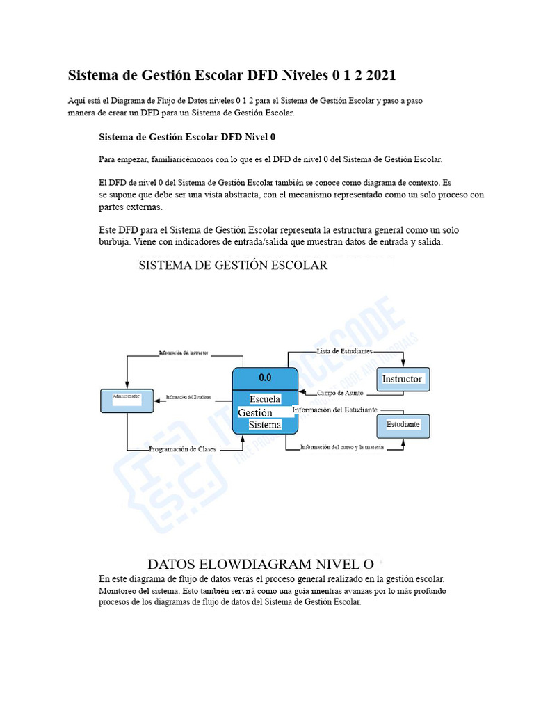 Sistema de Gestión Escolar - DFD Niveles 0-1-2-2021 PDF | PDF ...